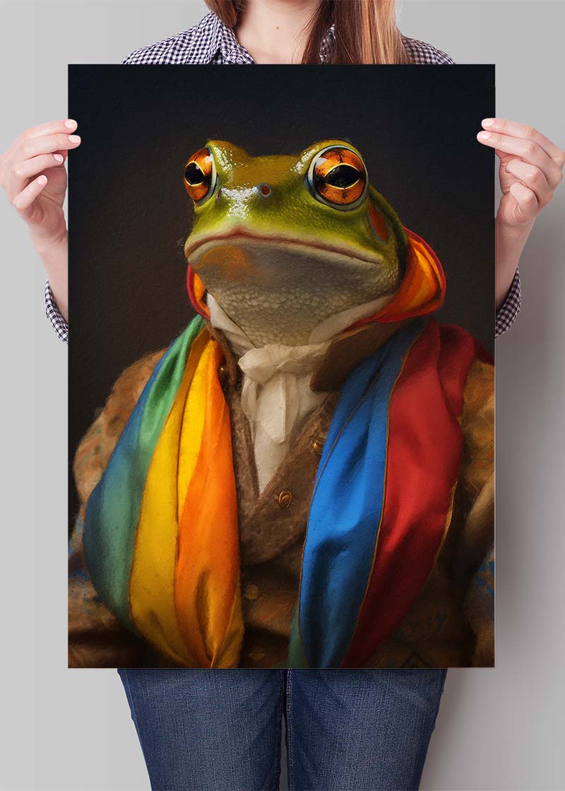Rainbow Frog Animal Portrait Print