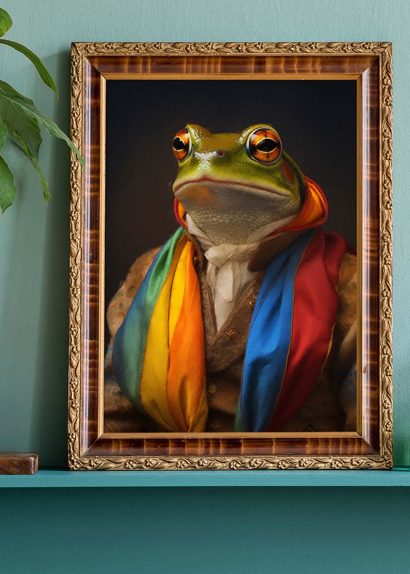 Rainbow Frog Animal Portrait Print