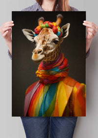 Rainbow Giraffe Animal Portrait Print