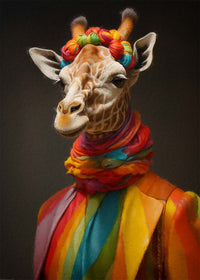Rainbow Giraffe Animal Portrait Print