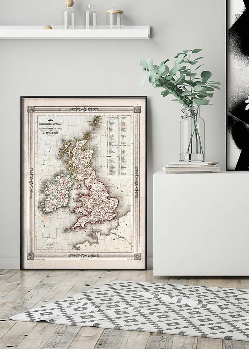 1852 Vuillemin Map of the British Isles