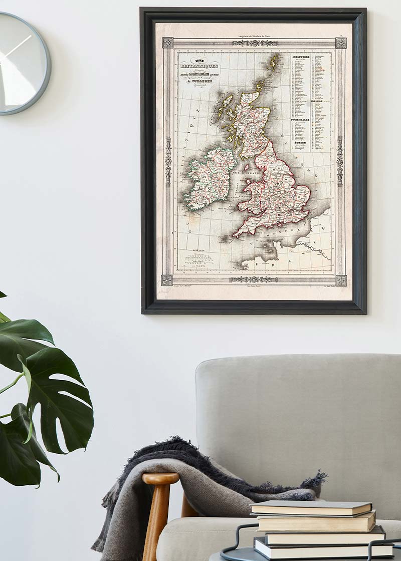 1852 Vuillemin Map of the British Isles