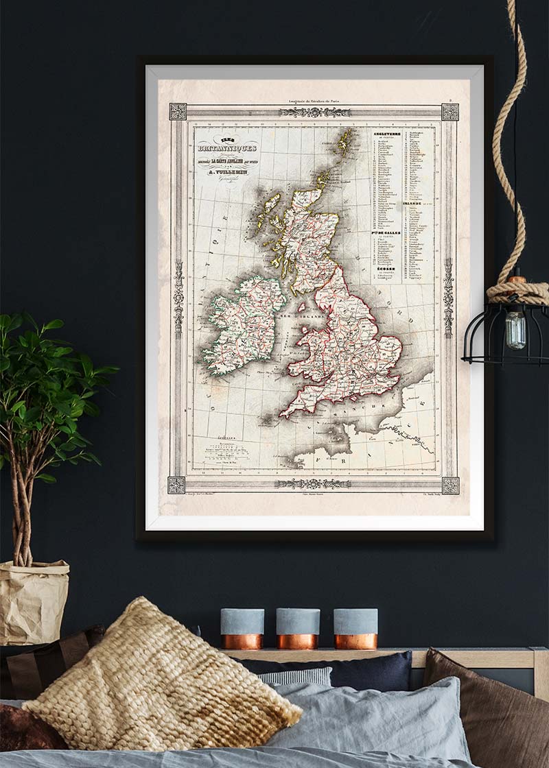 1852 Vuillemin Map of the British Isles