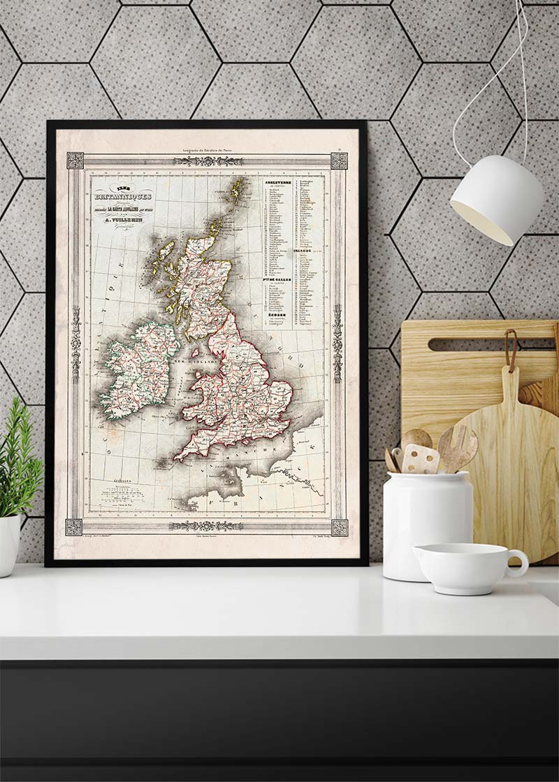 1852 Vuillemin Map of the British Isles