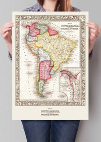 1863 Map of South America and Political Divisions