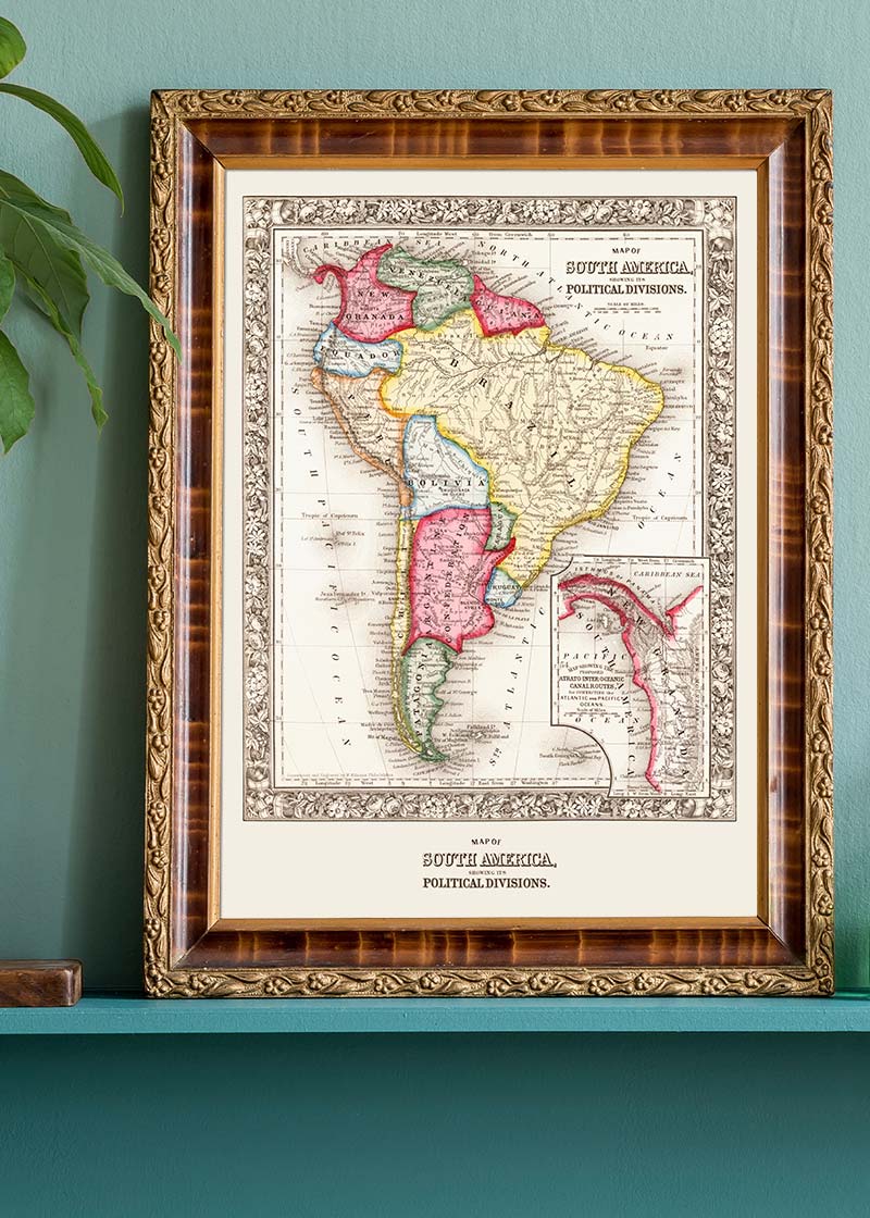 1863 Map of South America and Political Divisions