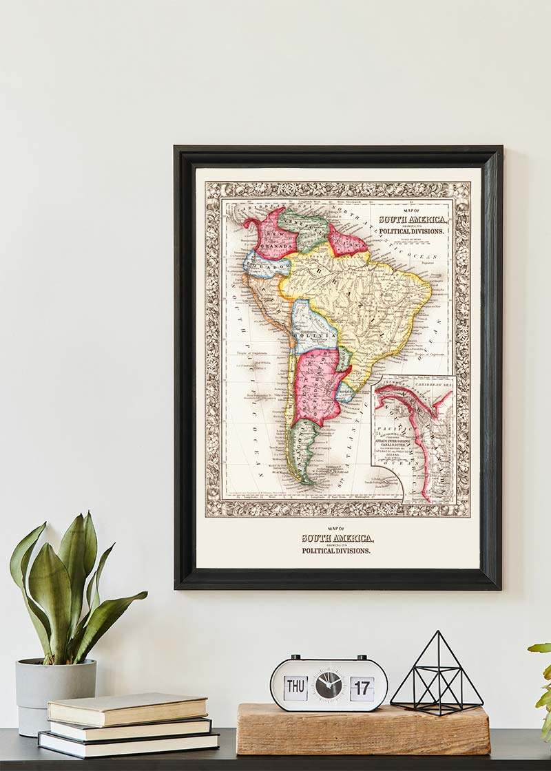 1863 Map of South America and Political Divisions