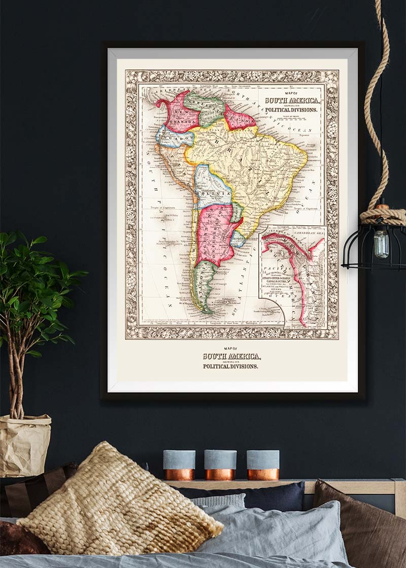 1863 Map of South America and Political Divisions
