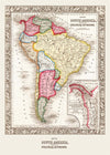 1863 Map of South America and Political Divisions