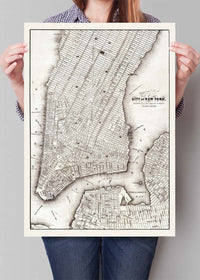 1850 New York City Map Black and White