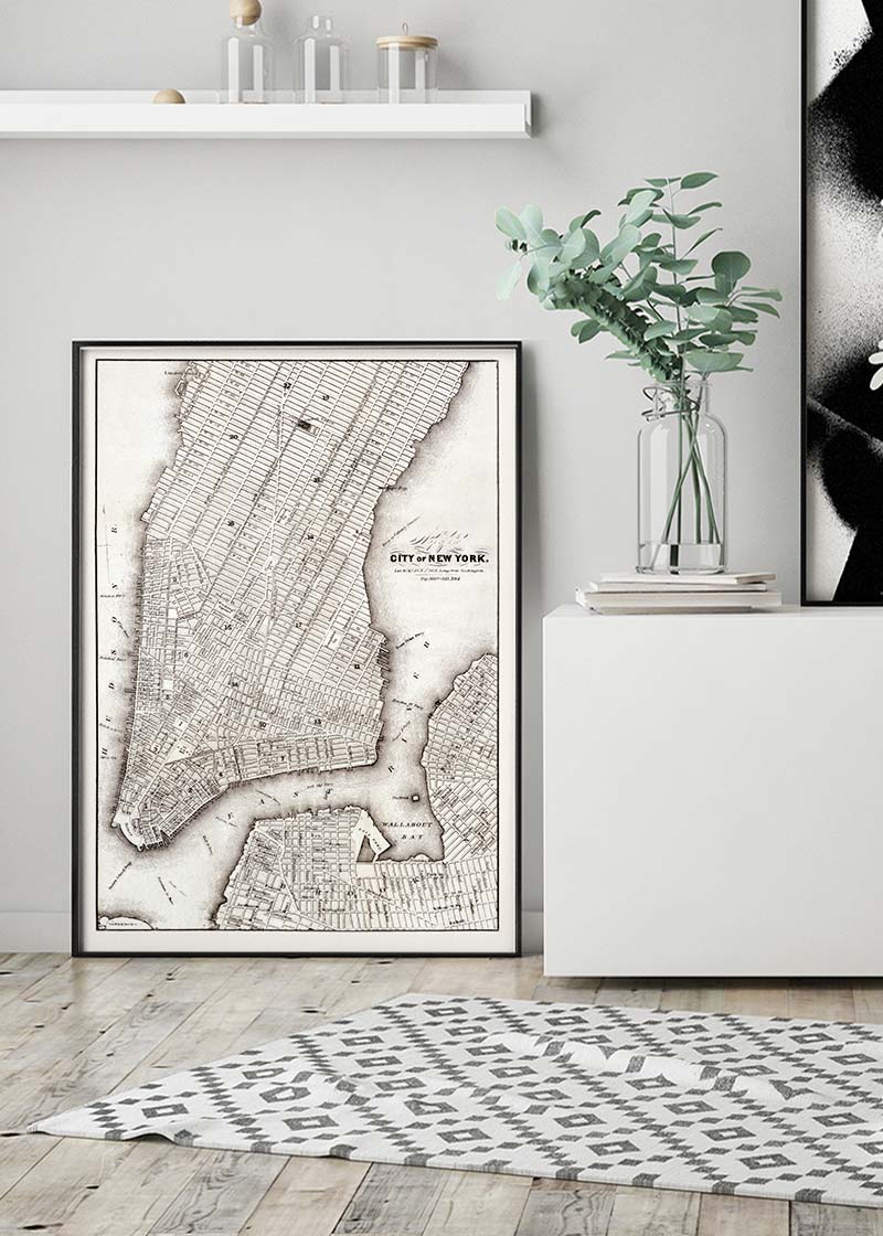 1850 New York City Map Black and White