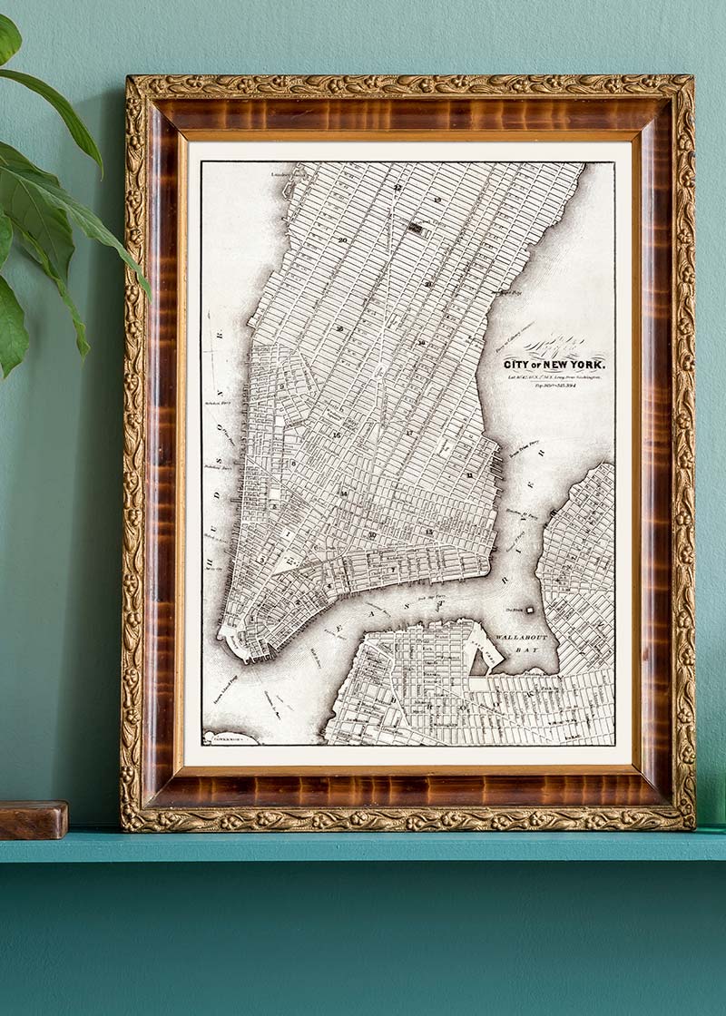 1850 New York City Map Black and White