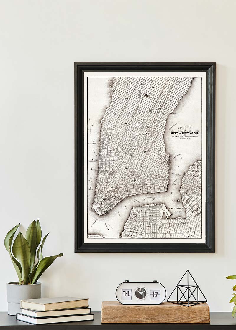 1850 New York City Map Black and White