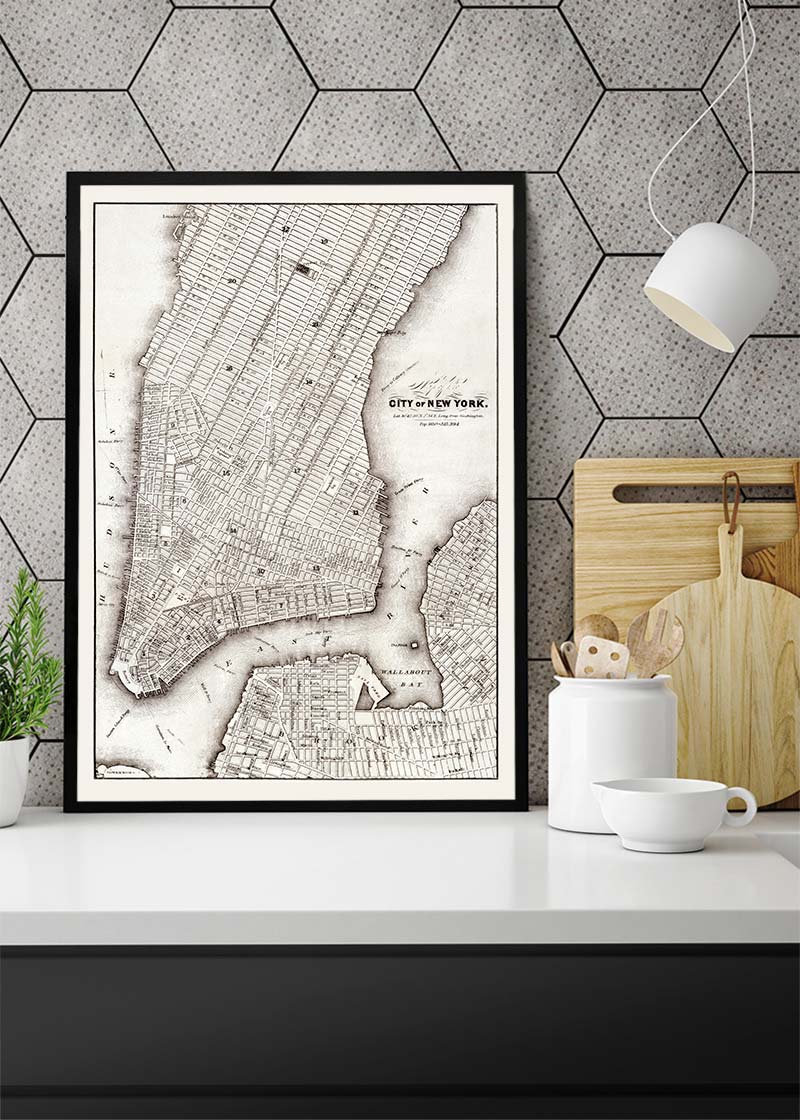 1850 New York City Map Black and White