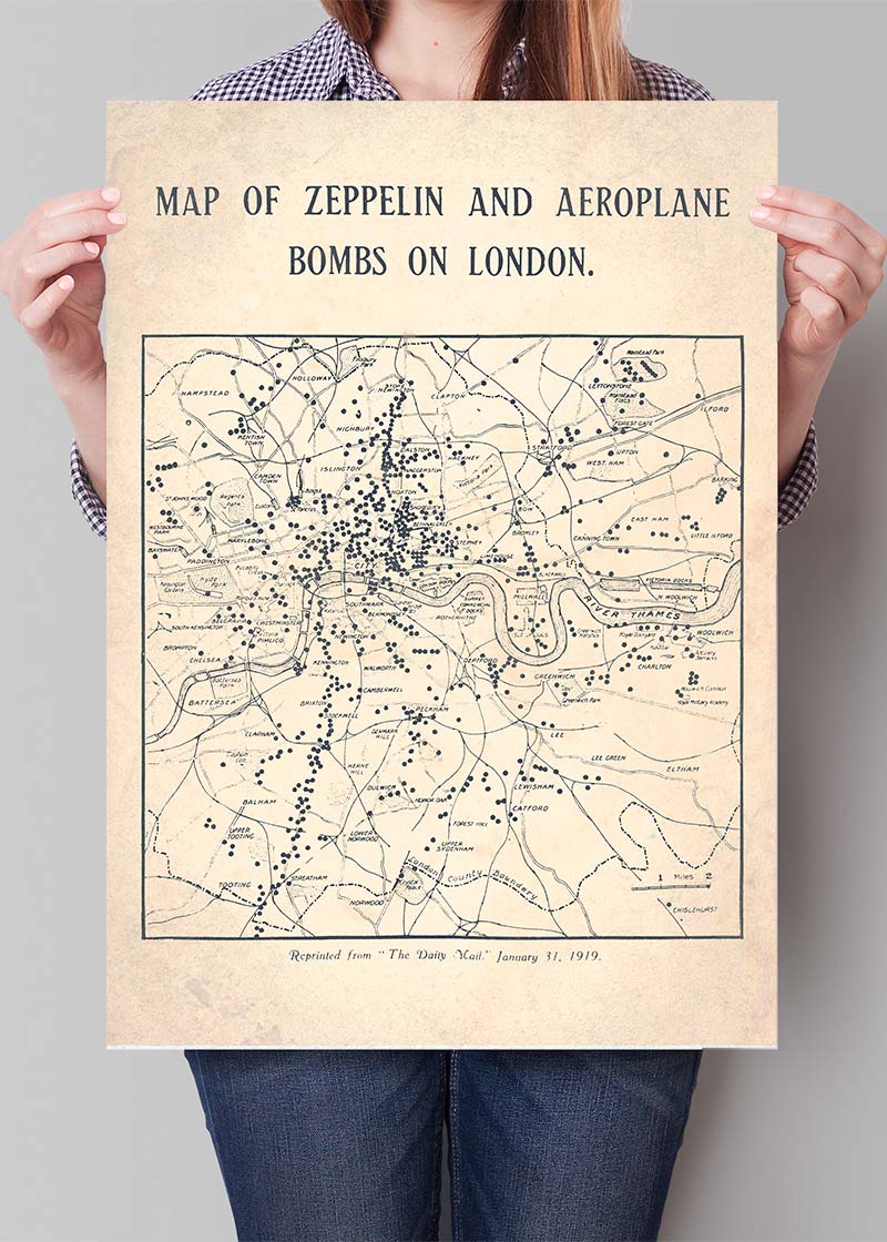 A Map of Bombs on London 1919