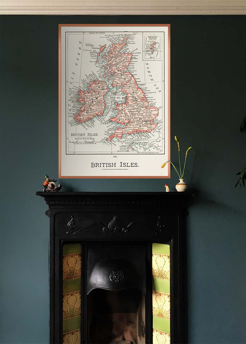 A cartographic map of the British Isles published in 1900