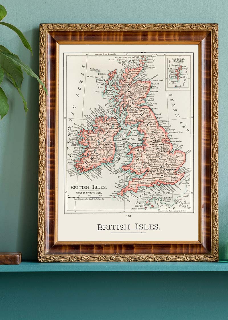 A cartographic map of the British Isles published in 1900
