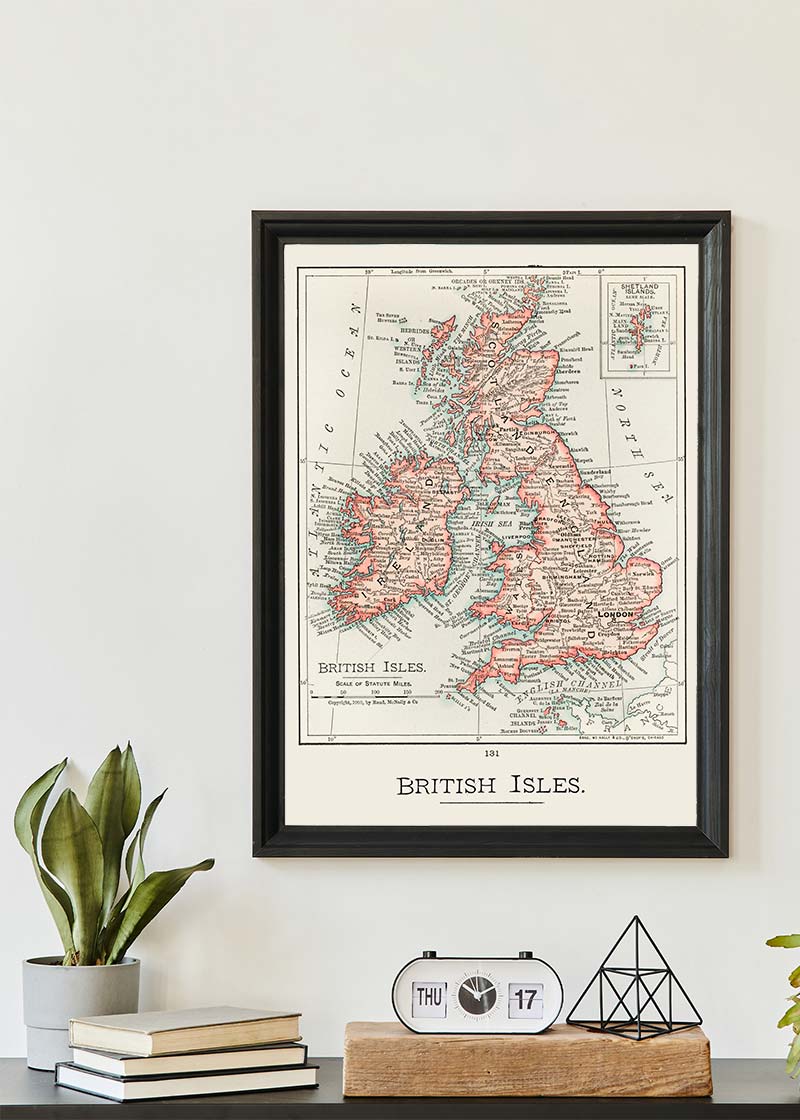 A cartographic map of the British Isles published in 1900