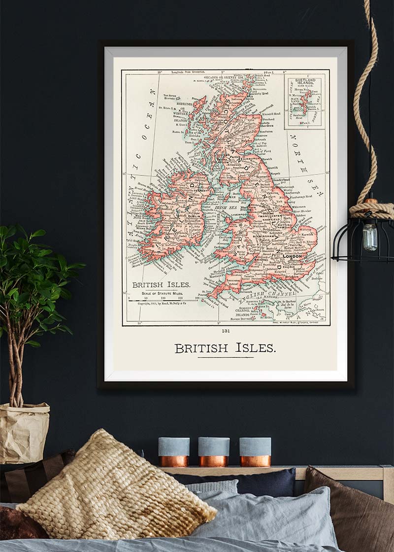 A cartographic map of the British Isles published in 1900