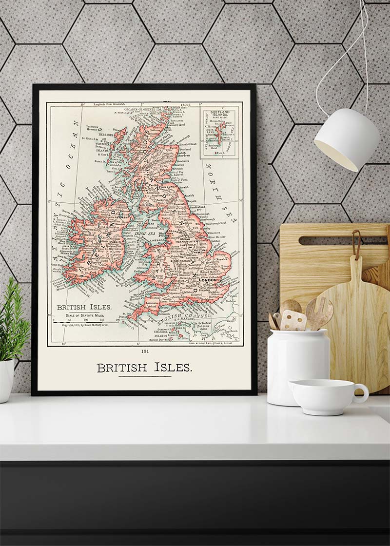 A cartographic map of the British Isles published in 1900