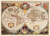 Antique World Map Double Hemisphere Map by Henricus Hondius 1630