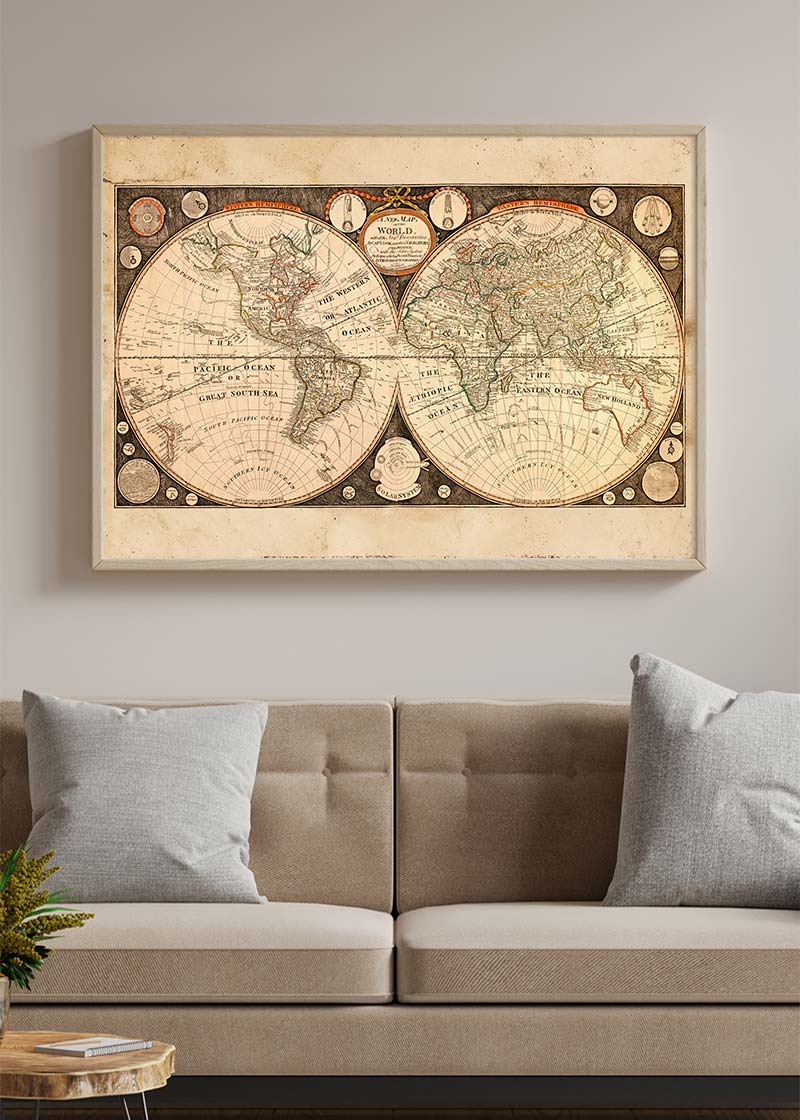 Captain Cook new Discoveries World Map 1799
