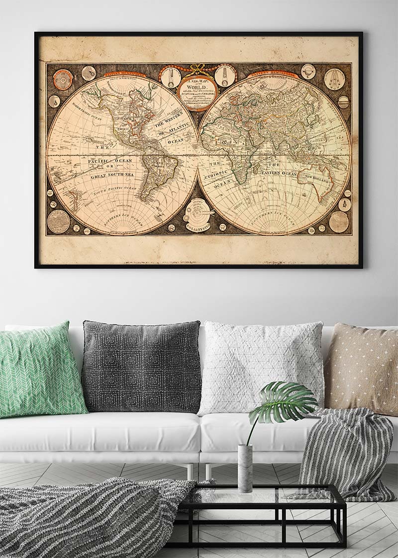 Captain Cook new Discoveries World Map 1799