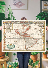 Vintage Map of America from 1640 by Abraham Goos