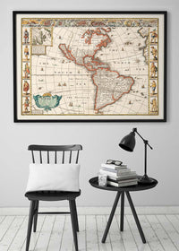 Vintage Map of America from 1640 by Abraham Goos