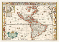 Vintage Map of America from 1640 by Abraham Goos