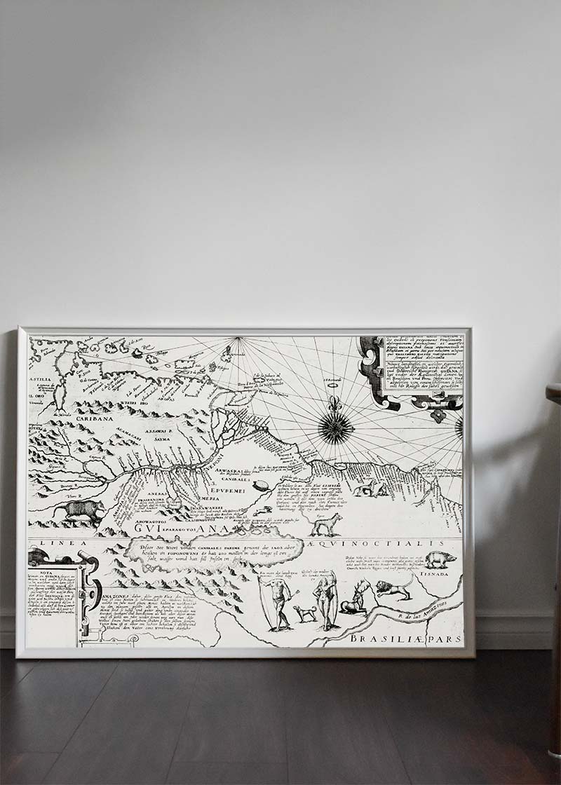 America map from Grand voyages 1596 by Theodor de Bry
