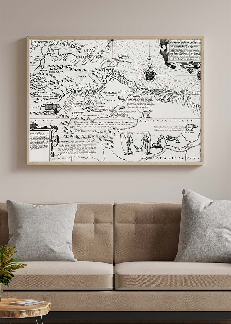 America map from Grand voyages 1596 by Theodor de Bry