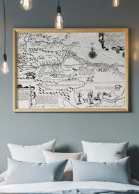 America map from Grand voyages 1596 by Theodor de Bry