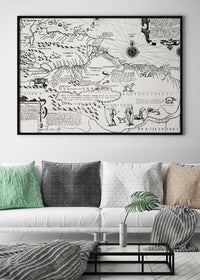 America map from Grand voyages 1596 by Theodor de Bry