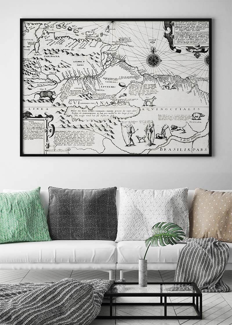 America map from Grand voyages 1596 by Theodor de Bry