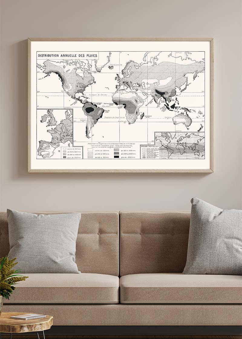 Annual Rainfall Distribution World Map in French