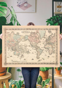 Coltons Map of the World on Mercators Projection 1858