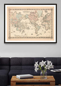 Coltons Map of the World on Mercators Projection 1858