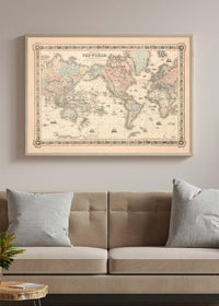 Coltons Map of the World on Mercators Projection 1858
