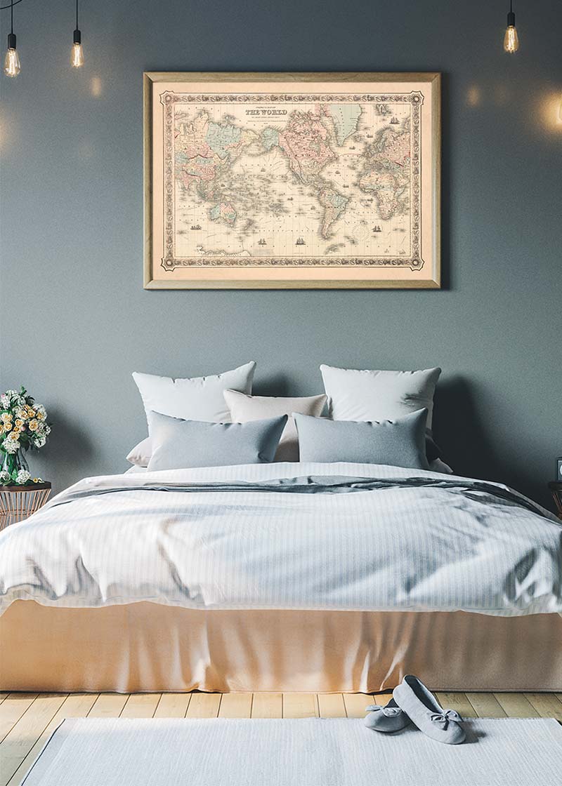 Coltons Map of the World on Mercators Projection 1858