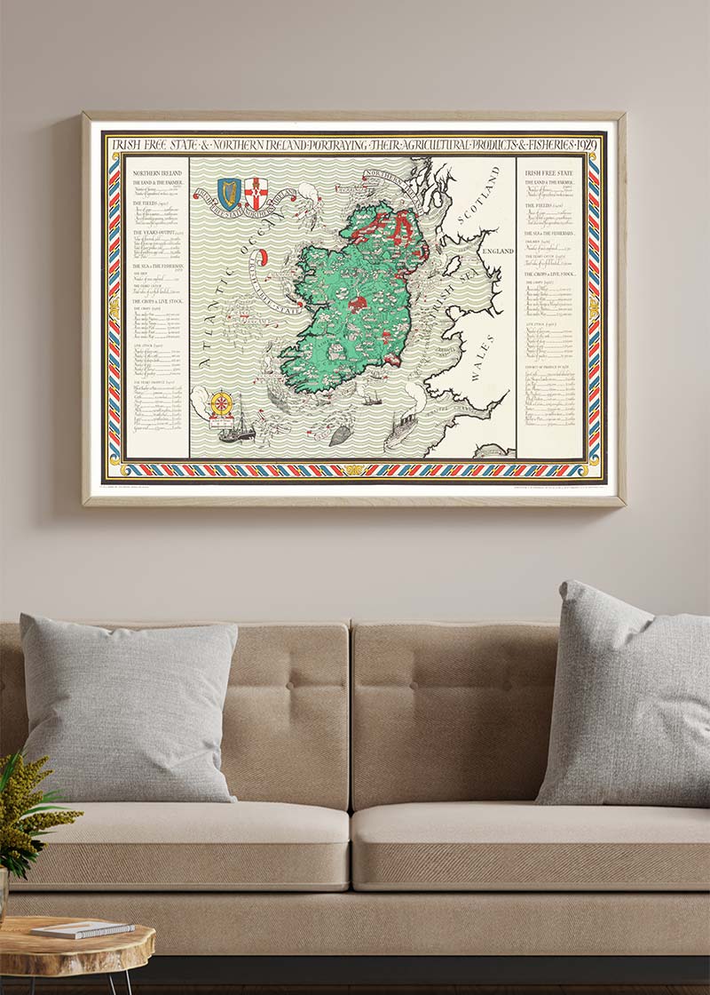 Irish Free State & Northern Ireland Map from 1929 By Macdonald Gil
