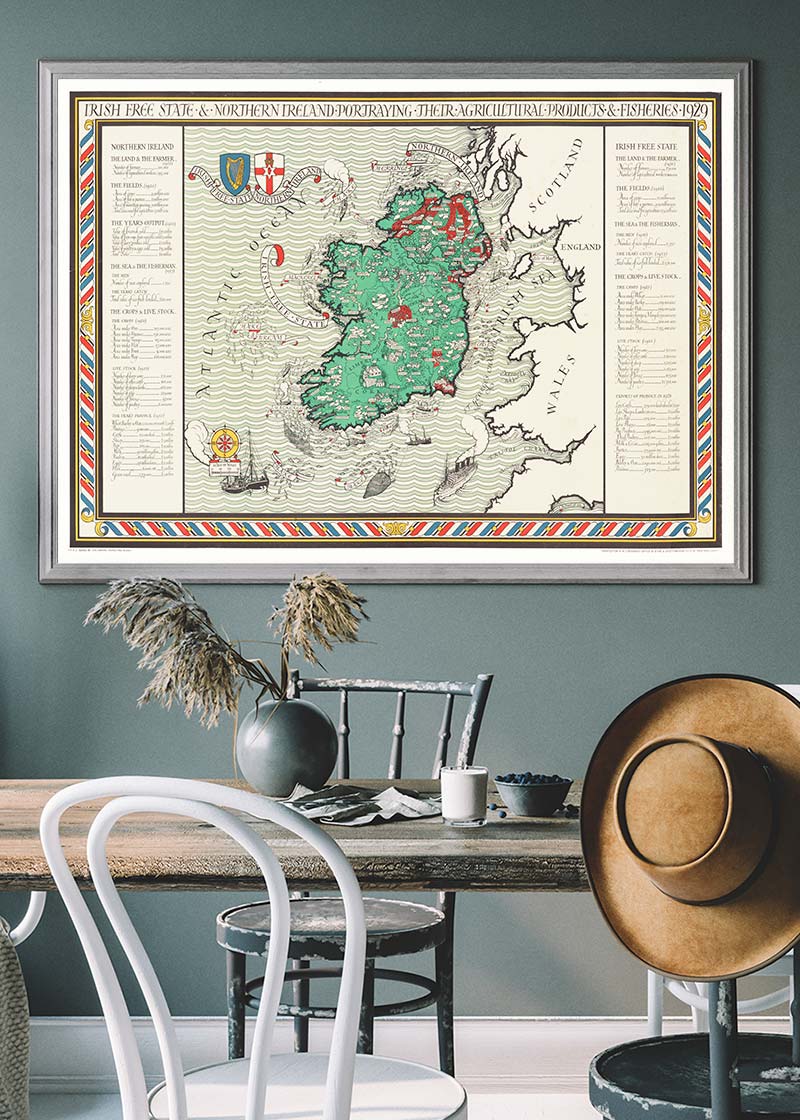 Irish Free State & Northern Ireland Map from 1929 By Macdonald Gil