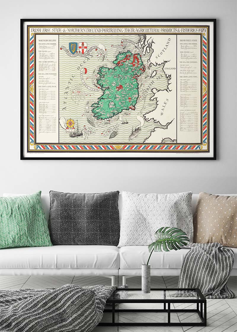 Irish Free State & Northern Ireland Map from 1929 By Macdonald Gil