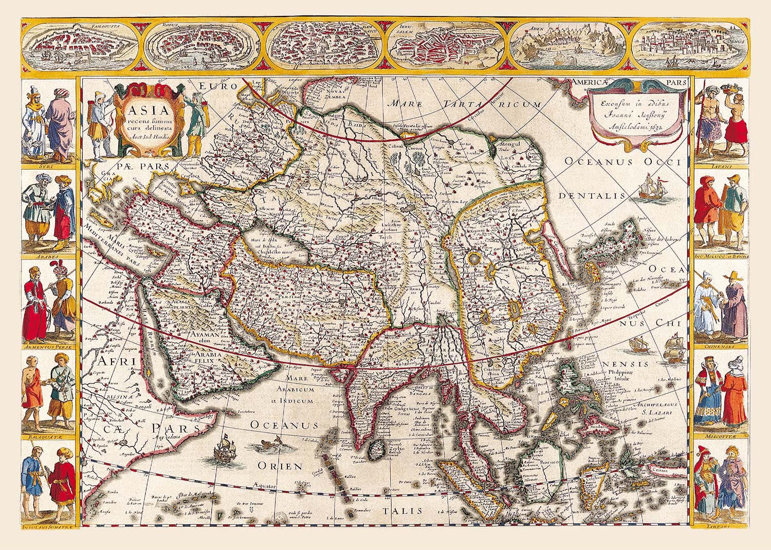 Antique Map Of The World Map Of Asia by Jan Jansson 1632
