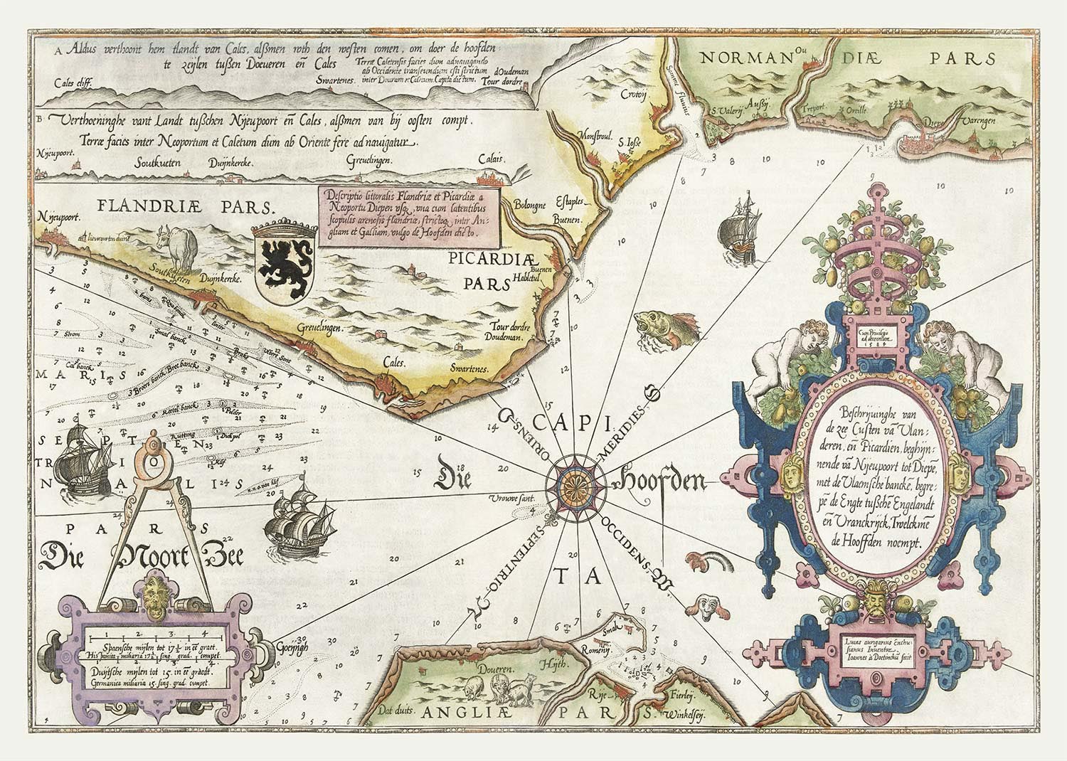 Old Map Of The Normandie Coast