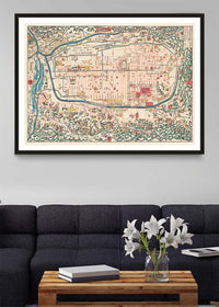 Map Of Kyoto 1863 By Takebara Kahei
