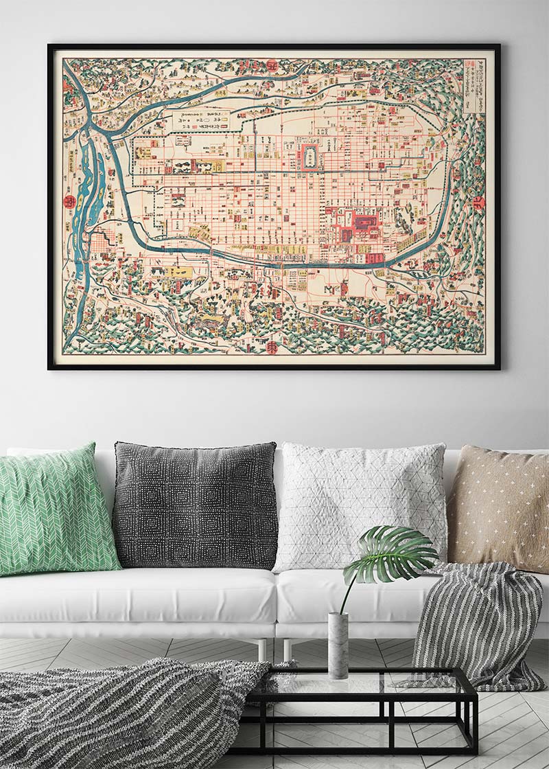 Map Of Kyoto 1863 By Takebara Kahei