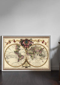 Decorative Antique Map Showing Nautical Exploration Routes
