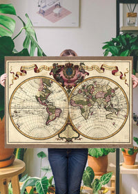 Decorative Antique Map Showing Nautical Exploration Routes
