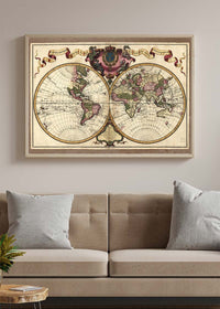 Decorative Antique Map Showing Nautical Exploration Routes